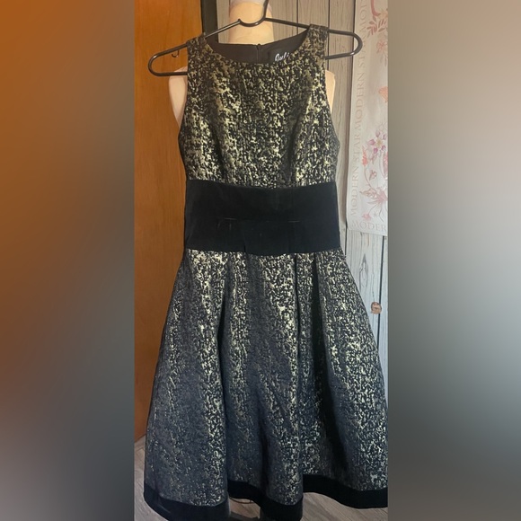 Julien Paris size 2 metallic gold black sleeveless dress - Picture 2 of 12